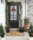 Interchangeable Welcome Sign for Front Door Red Farmhouse Truck Decor Hanging Sign with 11 Interchangeable Seasonal and Holiday Decor Signs 12x14 in. (Country Rustic) by CozyNest Decor