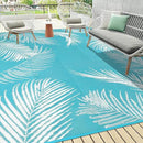 Pauwer Waterproof Outdoor Rug 10x14, Reversible Plastic Straw Patio Camping Rug, Indoor Outdoor RV Mat Carpet for Deck, Camper, Porch, Balcony, Backyard, Picnic, Leaf Teal by GreenHaven Gardens