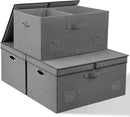75 Quarts Extra Large Decorative Storage Bins with Lids, 3 Packs Gray Collapsible Storage Bins with Lids, Stackable Storage Bins Decorative Box Storage With Lid Extra Large by TinyTreasures Baby Boutique