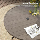 DIFY 48" Round Patio Dining Table for 6, Outdoor Metal Dining Table with 1.57" Umbrella Hole for Backyard Lawn Garden, Grey Wood-Like by GreenHaven Gardens