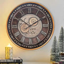 CLXEAST 24 Inch Wall Clock with Moving Gears,Oversized Large Industrial Steampunk Clock, Antique Gold Metal Roman Numeral Wall Clocks for Farmhouse Living Room Decor by CozyNest Decor