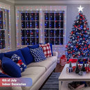 JMEXSUSS 300LED Red White and Blue Lights with Remote, 4th of July Lights Plug in, Patriots Curtain Hanging String Lights for Bedroom Wall Window Backdrop Indoor Outdoor 4th of July Decor, 9.8x9.8ft by CozyNest Decor
