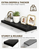 Marsmiles 31.5" Floating Shelves for Wall, Wooden Shelves with Invisible Brackets Set of 2, Rustic Farmhouse Wall Mounted Shelf for Kitchen Bathroom Living Room Study, Black by CozyNest Decor