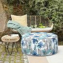 LVTXIII Outdoor/Indoor Inflatable Ottoman, All Weather Round Footrest Stool with Handle D31”x H14”, Portable Pouf for Patio Garden Camping or Home Decoration, Clemens Noir Blue by CozyNest Decor