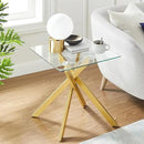 Modern Style Square Side Table with Tempered Glass Top and Metal Tubular Legs, Gold 20”Dx20”Wx22”H by CozyNest Decor