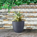 Kante 14 Inch Dia Round Concrete Planter, Indoor Outdoor Large Plant Pot with Drainage Hole and Rubber Plug for Home Patio Garden, Charcoal by GreenHaven Gardens