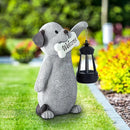 Solar Dog Statues for Garden Decor - Outdoor Dog Figurines with Solar Lantern for Yard Patio Lawn Balcony Ornaments - Garden Gifts for Mothers Day, Grandma, Easter by CozyNest Decor