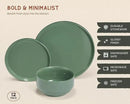 Ceramic Dinnerware Set, 12-Piece Service for 4, Round, Microwave and Dishwasher Safe, Cambridge Classics (Dusty Jade) by CozyNest Decor
