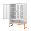 Modern Metal Shoe Cabinet With DoublebSided Doors And Adjustable Partitions