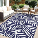 OLANLY Waterproof Outdoor Rug 5x8 ft, Reversible Outdoor Plastic Straw Rug with Leaf Pattern, RV Mat, Indoor Outdoor Carpet for Patio, Camping, Balcony, Deck, Backyard, Navy & White by CozyNest Decor