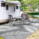 GENIMO Outdoor Rug 10' x 14' Waterproof for Patios Clearance, Reversible Outdoor Plastic Straw Camping Rug Carpet, Large Area Rugs Mats for RV, Camper, Deck, Balcony, Porch, Beach, Picnic, Grey&White by CozyNest Decor