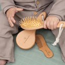 Natural Baby Hair Brush Set with Boho Bag - Goat Hair Cradle Cap Brush, Toddler Brush and Comb - Scalp Grooming Baby Hairbrush for Newborn and Infant, Wooden Brushes for Boys and Girls by TinyTreasures Baby Boutique