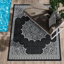 CAMILSON Outdoor Rug, 6x9 Medallion Black White Modern Area Rugs for Indoor and Outdoor Patios, Kitchen and Hallway Mats, Washable Porch Deck Outside Carpet (Medallion Black, 6 x 9) by GreenHaven Gardens