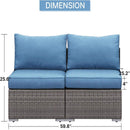 Armless Patio Sofa Set, With UV Resistant Frame And Waterproof Cushions - Blue / Brown by HouseOfZazla