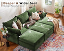 134.6" Luxury Modular Sectional Convertible Sofa with Storage Ottoman, L-Shape 5-Seat Oversized Comfy Couch Deep Seat with Reversible Chaise - Chenille Green by CozyNest Decor