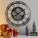 CLXEAST 21 Inch Large Moving Gear Wall Clock,Industrial Steampunk Decor,Decorative Wall Clock for Modern Farmhouse Living Room Decor,Gunmetal Silver Finish by CozyNest Decor