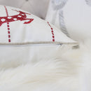 Christmas Throw Pillow With Embroidered Reindeer And Snowflakes - White by Unique Piece Furniture