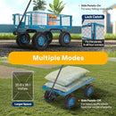 VIVOHOME Heavy Duty 880 Lbs Capacity Mesh Steel Garden Cart Folding Utility Wagon with Removable Sides and 4.10/3.50-4" Wheels 10 inch Tire (Blue) by GreenHaven Gardens