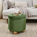 Furniliving Upholstered Button Tufted Round Ottoman, Velvet Storage Ottomans Round, Removable Lid Convenient Footstools, Bedroom Ottoman with Storage for Vanity, Living Room, Green by CozyNest Decor