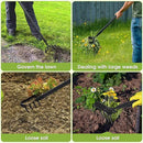 INFLATION Stirrup Hand Hula Hoe Heavy Duty Metal Gardening Weed Puller Tool 4 Tines Prong 2-in-1 Herb Stripper Yard Rake for Women Kids Men Garden Grandpas Weeder 32-62 inch Long Adjustable Handle by GreenHaven Gardens