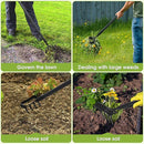 Weed Puller Gardening Tools, Hula Garden Hoe and 4 Tines Rake 2-in-1 Garden Tools for Weeding, Action Stirrup Hoe with 37"-62" Adjustable Long Handle for Lawn,Vegetable Garden Loose Soil and Weeding by GreenHaven Gardens