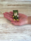 Miniature Frog Garden Statue - 2" Tall - Mini Outdoor Accessory Figurine for Fairy Garden by GreenHaven Gardens