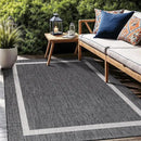 Bordered Outdoor Rug 6x9 Washable Outside Carpet for Indoor Patio Porch Waterproof Easy Cleaning Non Shedding Area Rugs Gray 6 x 9 by CozyNest Decor