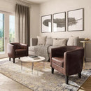 BELLEZE Accent Barrel Chair, Set of 2 Faux Leather Round Club Tub Sofa Corner Chair with Flared Legs and Cozy Soft Padding for Living Room Bedroom Waiting Room - Caramel by CozyNest Decor