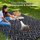 OLANLY Outdoor Rug 8x10 ft Waterproof, Outdoor Plastic Straw Rug with Geometric Pattern Clearance, Reversible RV Mat for Patio, Camping, Balcony, Deck, Backyard, Black & Grey by CozyNest Decor