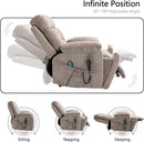 Dual Motor Power Lift Chair Recliners, 180°Lay Flat Sleeping Recliner Chairs for Elderly with Heat Massage, Spacious Seat, Cup Holders, Side Pockets, Lumbar Pillow, Up to 400LBS by CozyNest Decor