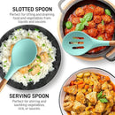 Zulay Kitchen Non-Stick Cooking Utensils Set with Authentic Acacia Wood Handles – 5-Piece Durable & Stylish Silicone Kitchen Utensils Set – Heat Resistant to 464°F – Aqua by CozyNest Decor