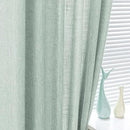 MYSKY HOME 95 Inch Curtains Farmhouse Light Filtering Privacy Curtain Drapes for Patio Door Living Room, Linen Look Texture Fabric Bohemian Draperies Soft Touch Back Tab, 50x95, Aqua, 2 Panels