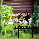 Custom Hummingbird Metal Garden Sign with Stakes, Bird Garden Decorations, Flower Design Personalized Garden Sign, Custom Garden Name Sign, Yard Decor, Home Gift by CozyNest Decor