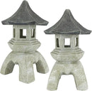 Design Toscano Asian Decor Pagoda Lantern Indoor/Outdoor Statue, Set of 2 Large, Cast Stone Resin, Two Tone Stone Finish by GreenHaven Gardens
