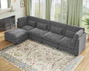 Oversized Modular Sofa, Extra Deep Cloud Chenille Sectional Couch with Ottoman Chaise, Fluffy Chenille 5 Seater Sofa Bed for Living Room, Villa (L Shape 5 Seater, Chenille Grey) by CozyNest Decor