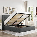 Allewie Queen Size Lift Up Storage Bed, Modern Wingback Headboard, Hydraulic Support, No Box Spring Needed, Dark Grey by CozyNest Decor