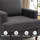 Mid-Century Accent Chair,Modern Linen Fabric Armchair for Living Room,Comfy Upholstered Reading Accent Chairs for Bedroom,Single Sofa Chair with Wood Legs (Dark Grey, 1 Pack) by CozyNest Decor