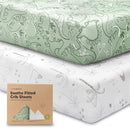 KeaBabies 2-Pack Organic Crib Sheets for Boys, Girls - 52x28 Fitted Crib Mattress Sheet Neutral, Breathable Jersey Cotton Cover for Baby Bed, Toddler Mattress, Soft & Cute Prints (DinoDood) by TinyTreasures Baby Boutique