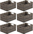 mDesign Woven Farmhouse Kitchen Pantry Food Storage Organizer Basket Box - Container Organization for Cabinets, Cupboards, Shelves, Countertops, Store Potatoes, Onions, Fruit, 6 Pack, Espresso Brown by CozyNest Decor
