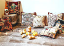 Tache Rococo Elegant Ornate Ivory Colorful Paisley Cotton Linen 18x18 Tapestry Woven Cushion Throw Pillow Cover 2 Pieces by CozyNest Decor