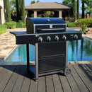 Kenmore 4-Burner Gas Grill with Side Burner, Outdoor BBQ Grill, Propane Gas Grill, Cast Iron Cooking Grates, Electronic Ignition, Warming Rack, Open Cart Design, 53000 BTUs, Black by GreenHaven Gardens