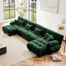 Modular Sectional Sofa, Comfy Cloud Couch 4 Seater Couch with Ottoman, Sectional Couches for Living Room, Modern Chenille U Shaped Couches, Sleeper Deep Seat Sofa with Throw Pillows, Green by CozyNest Decor