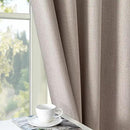 Blackout Curtains Customsize 1 Panel, 100% Blackout Textured Thermal Curtains, Grommet Privacy Light Blocking Drapes for Living Room Bedroom Luxury Decor(Customsize, Beige)