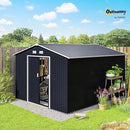 Outsunny 11' x 9' Outdoor Storage Shed, Garden Tool Metal Shed with Foundation Kit, Double Lockable Door, Air Vents and Sloping Roof, for Backyard, Patio, Lawn, Dark Gray by GreenHaven Gardens