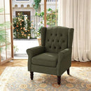 Accent Chair, Upholstered Armchair with Button Tufted High Back & Solid Wood Legs, Comfy Wingback Reading Single Sofa Chair for Small Spaces, Living Room, Bedroom (Green, Set of 2) by CozyNest Decor