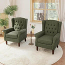 Lumibee High Back Accent Chair Set of 2,Upholstered Wingback Armchair with Solid Wood Legs for Small Spaces,Comfy Single Sofa Chair for Living Room,Bedroom,Office-Green by CozyNest Decor