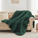 Carriediosa Chunky Knit Throw Blanket 50" X 60", 100% Hand Made Large Chenille Loop Yarn Soft Fluffy Throws for Couch Sofa Bed, Big Crochet Cozy Heavy Thick Cable Woven Blankets, Dark Green by CozyNest Decor