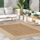 nuLOOM 9'6" x 12' Outdoor Area Rug, Casual Design With Striped Border, Stain Resistant, Highly Durable, For Patio, Balcony, Bedroom, Living Room, Dining Room, Bathroom, Light Brown by CozyNest Decor