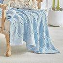 Longhui bedding Chunky Cotton Knit Throw Blanket for Couch, Sofa, Bed, or Chair, Decorative Breathable Fall Cable Knit Blanket 51 x 63 Inches, Light Blue by CozyNest Decor