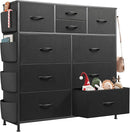 WLIVE Dresser for Bedroom with 10 Drawers, Fabric Dresser Chest of Drawers with Side Pockets and Hooks, Sturdy Metal Frame, Drawers Organizer Unit for Living Room, Hallway, Black by TinyTreasures Baby Boutique